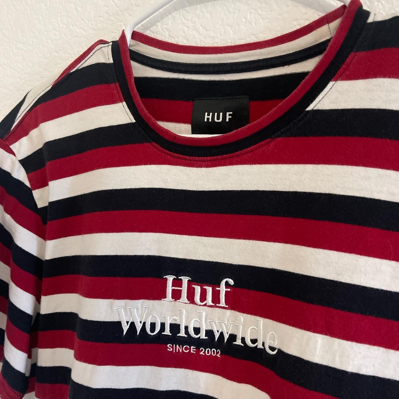 huf red striped shirt