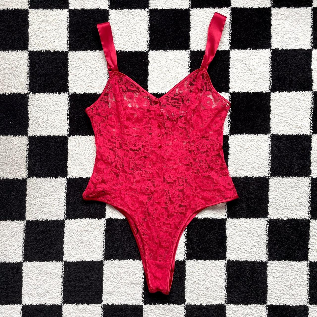 Vintage 90's Red Lace Bodysuit by Victoria's Secret