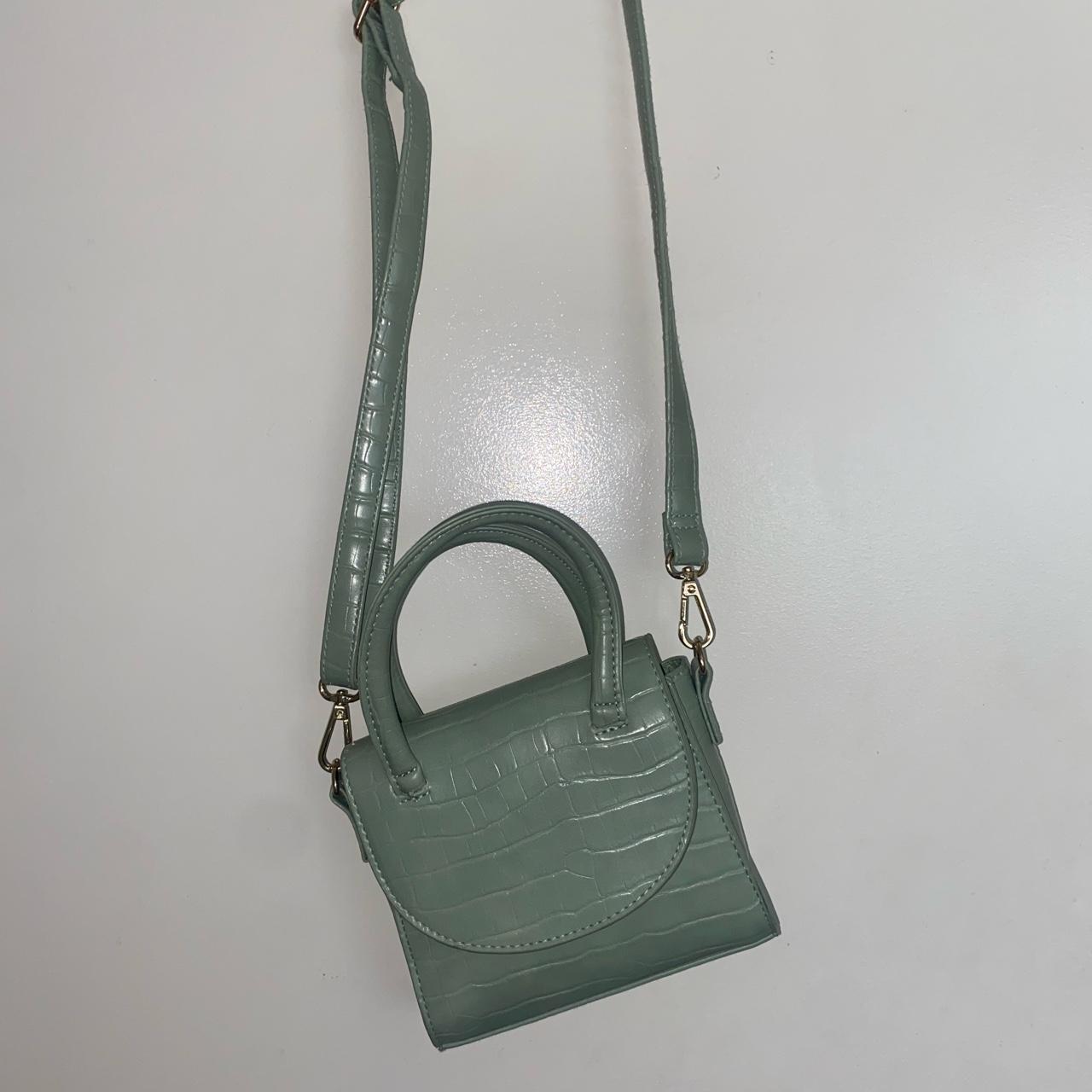 Mint Green Shoulder Bag Gold Accents, Faux... - Depop