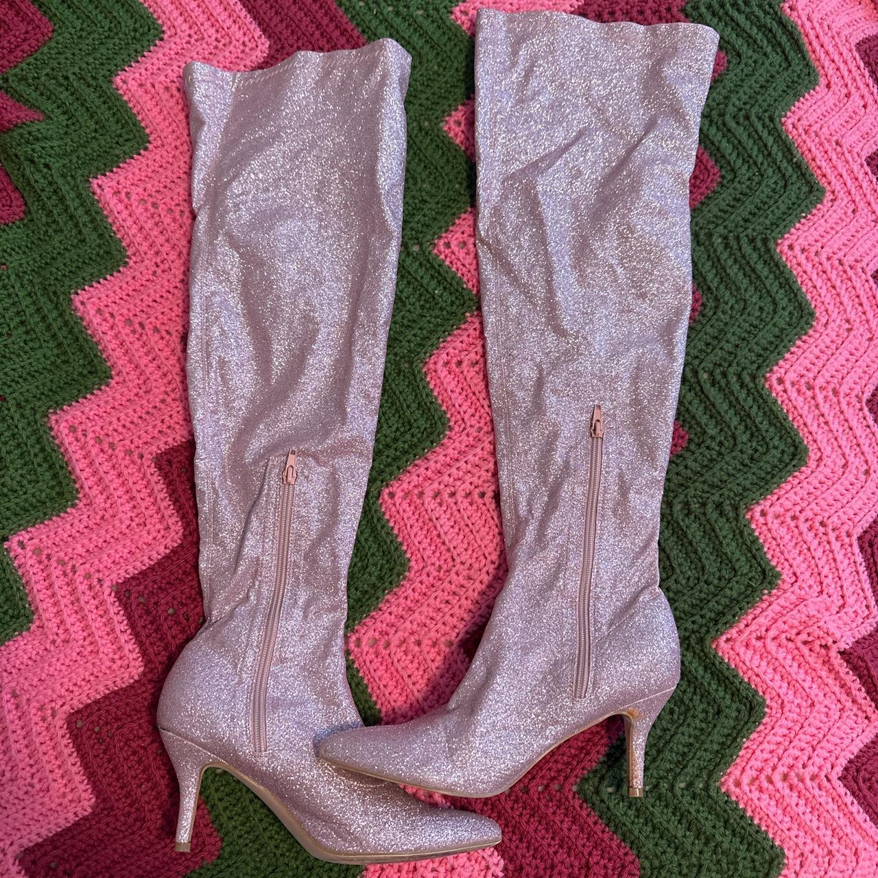 pink sparkly knee high boots *perfect for the eras... Depop