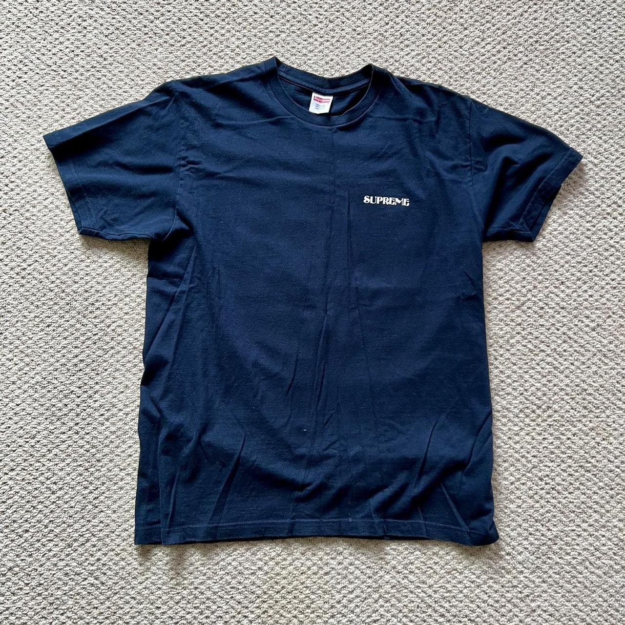 Supreme hotsell navy blue medium shirt