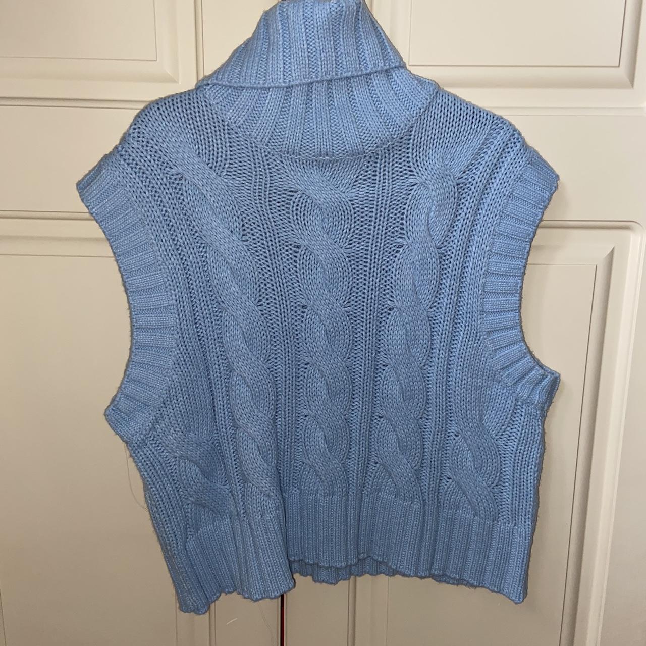 H&M Baby blue high neck knitted vest. Excellent... Depop