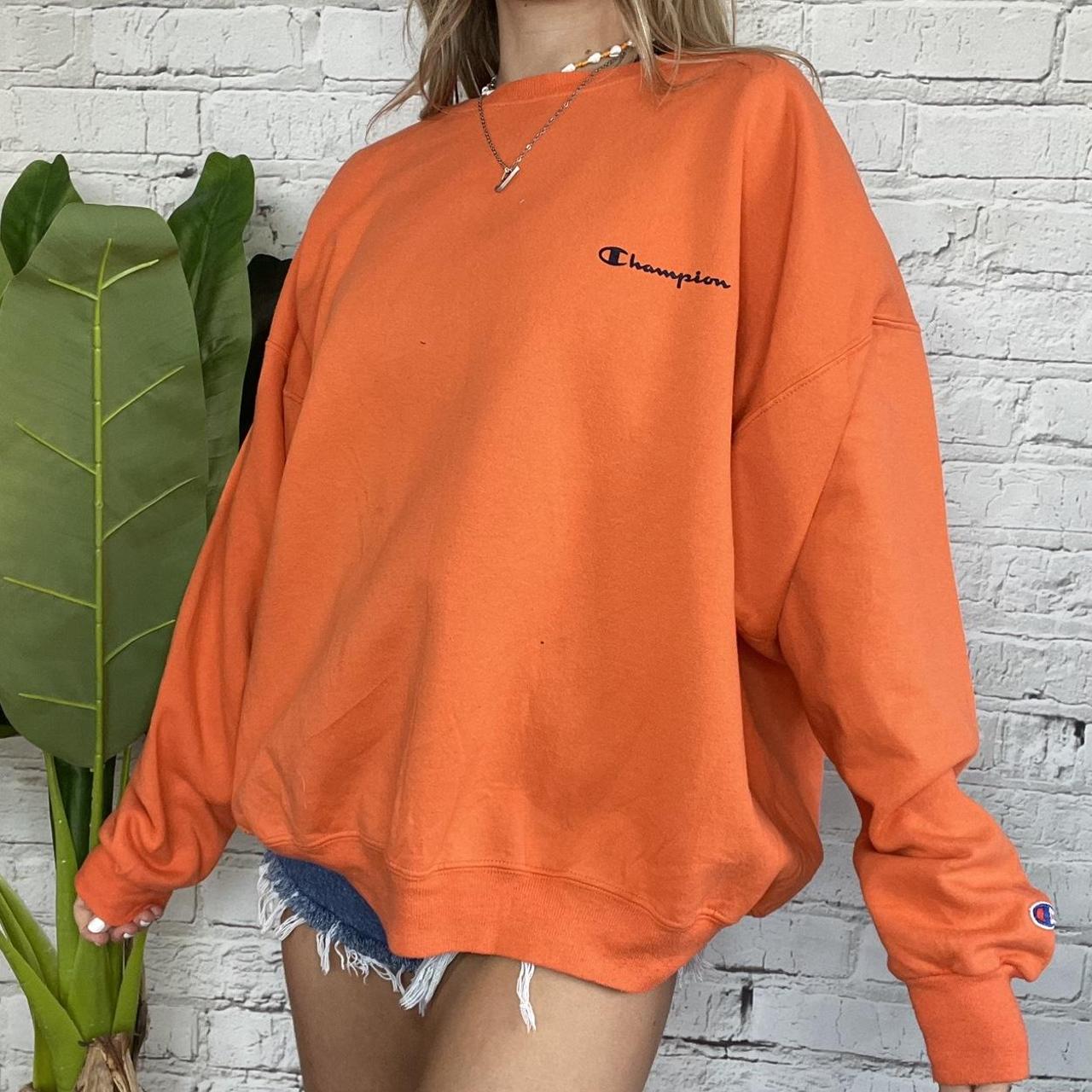 Champion orange vintage sweatshirt UK SIZE XXL... - Depop