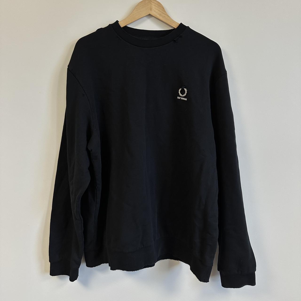 Raf Simons x Fred Perry Black Logo Sweater Size... - Depop