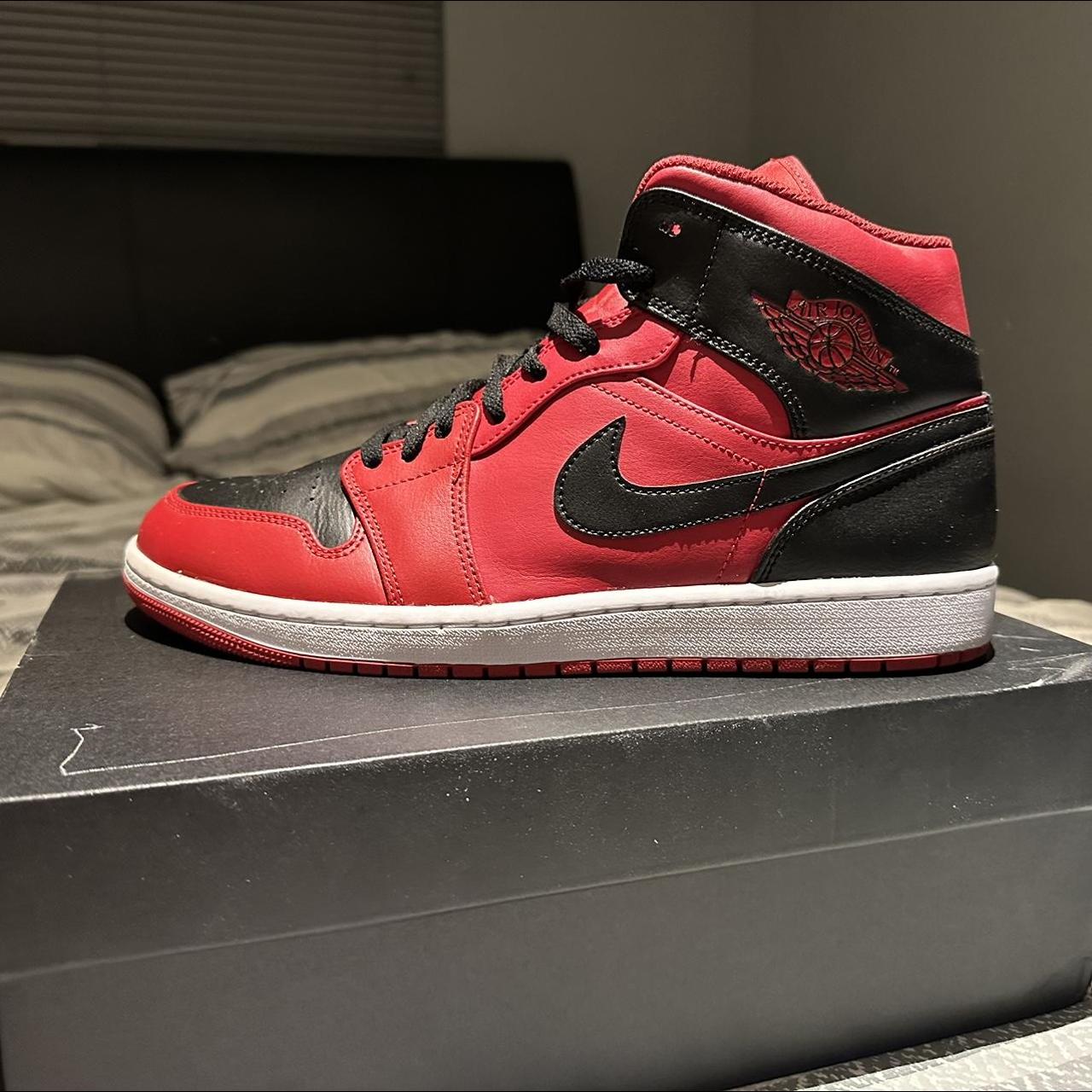 Nike Air Jordan 1 Mid Gym Red/ Black/ White... - Depop