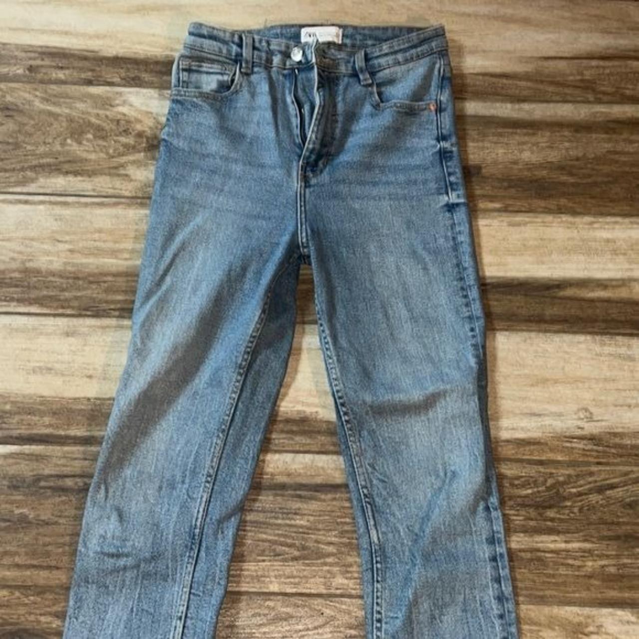 Zara blue straight denim jeans In great condition... - Depop