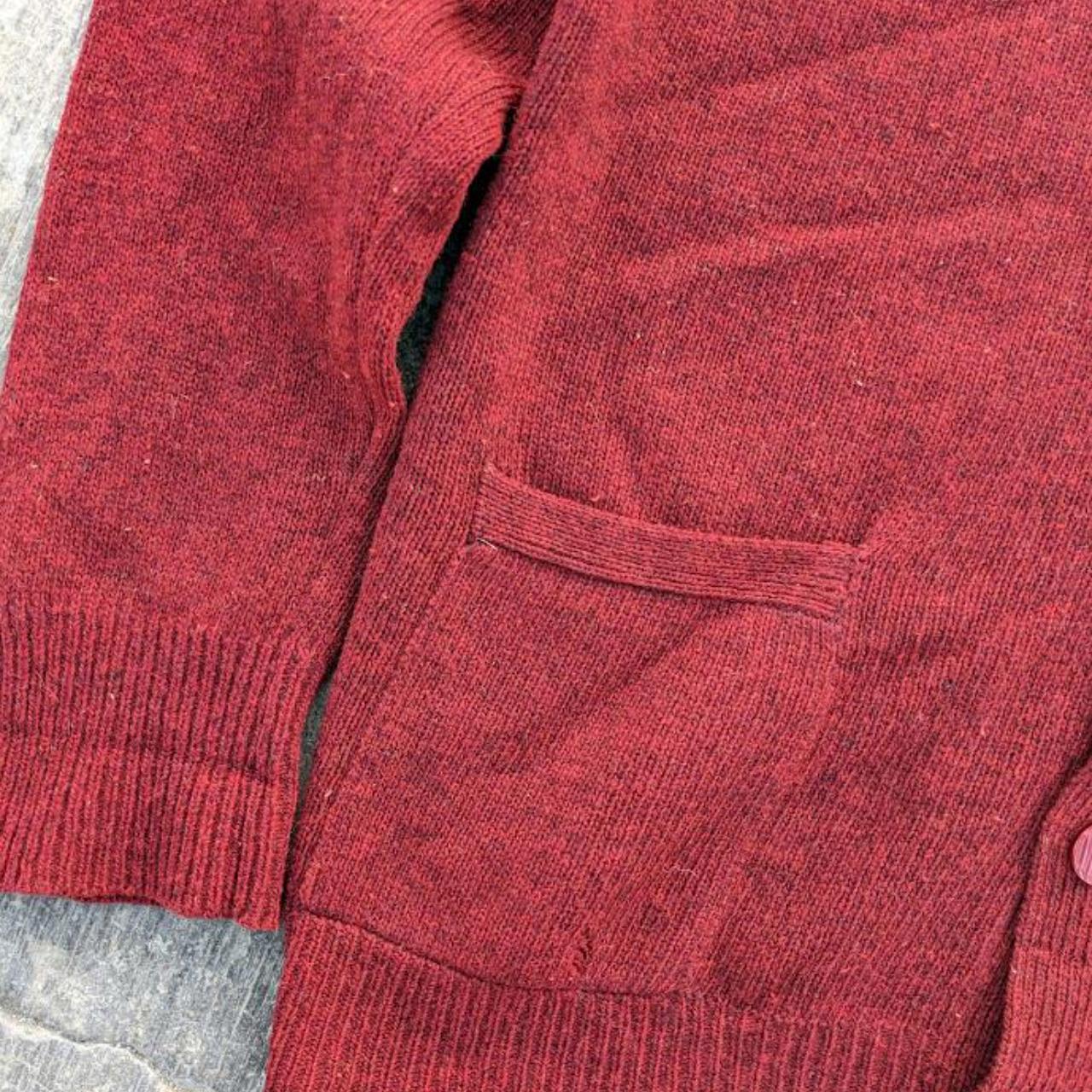 Vintage 80s Wool Burgundy Maroon Cardigan Good... - Depop