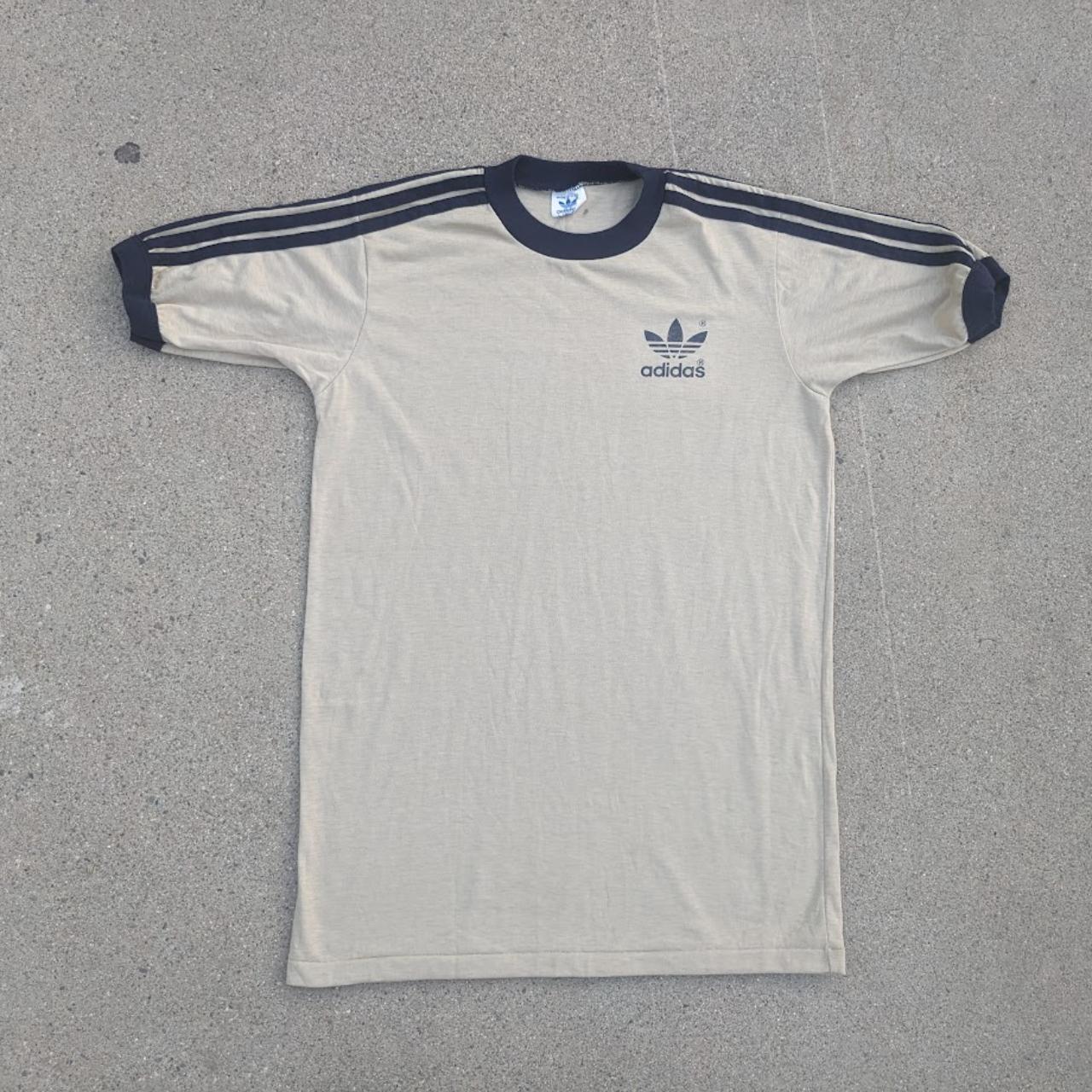 Vintage 80s Adidas 3 Stripe Ringer Shirt Great... - Depop