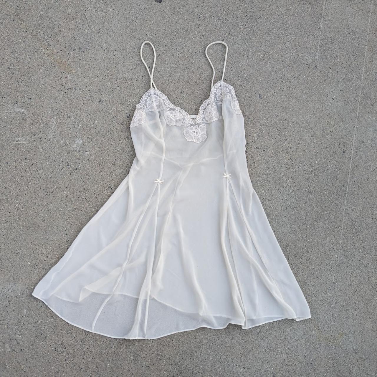 Gorgeous white slightly sheer slip cami dress from - Depop