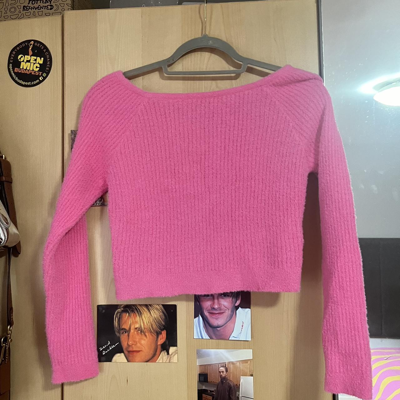 Pink cropped jumper best sale