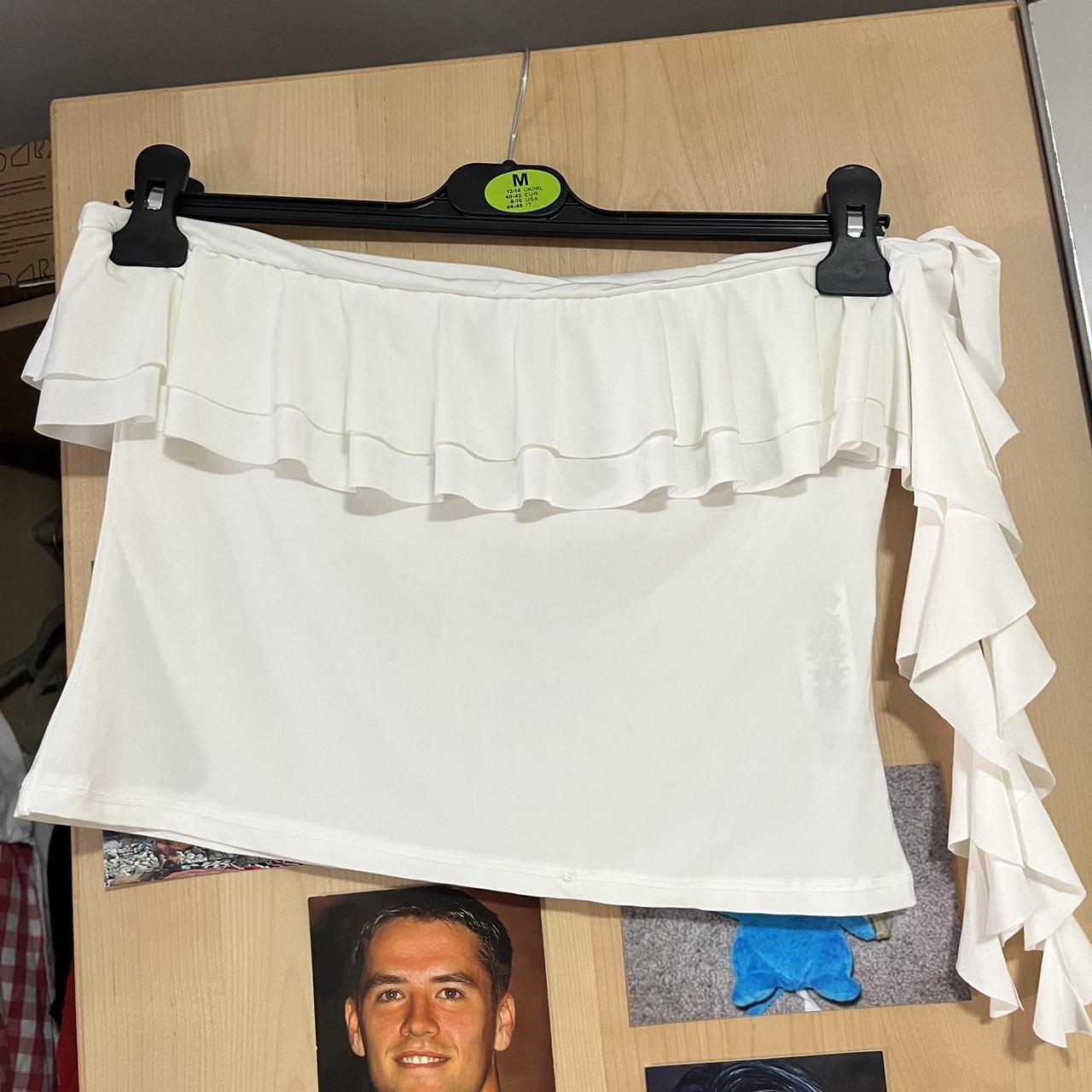 White ruffle bandeau top hotsell