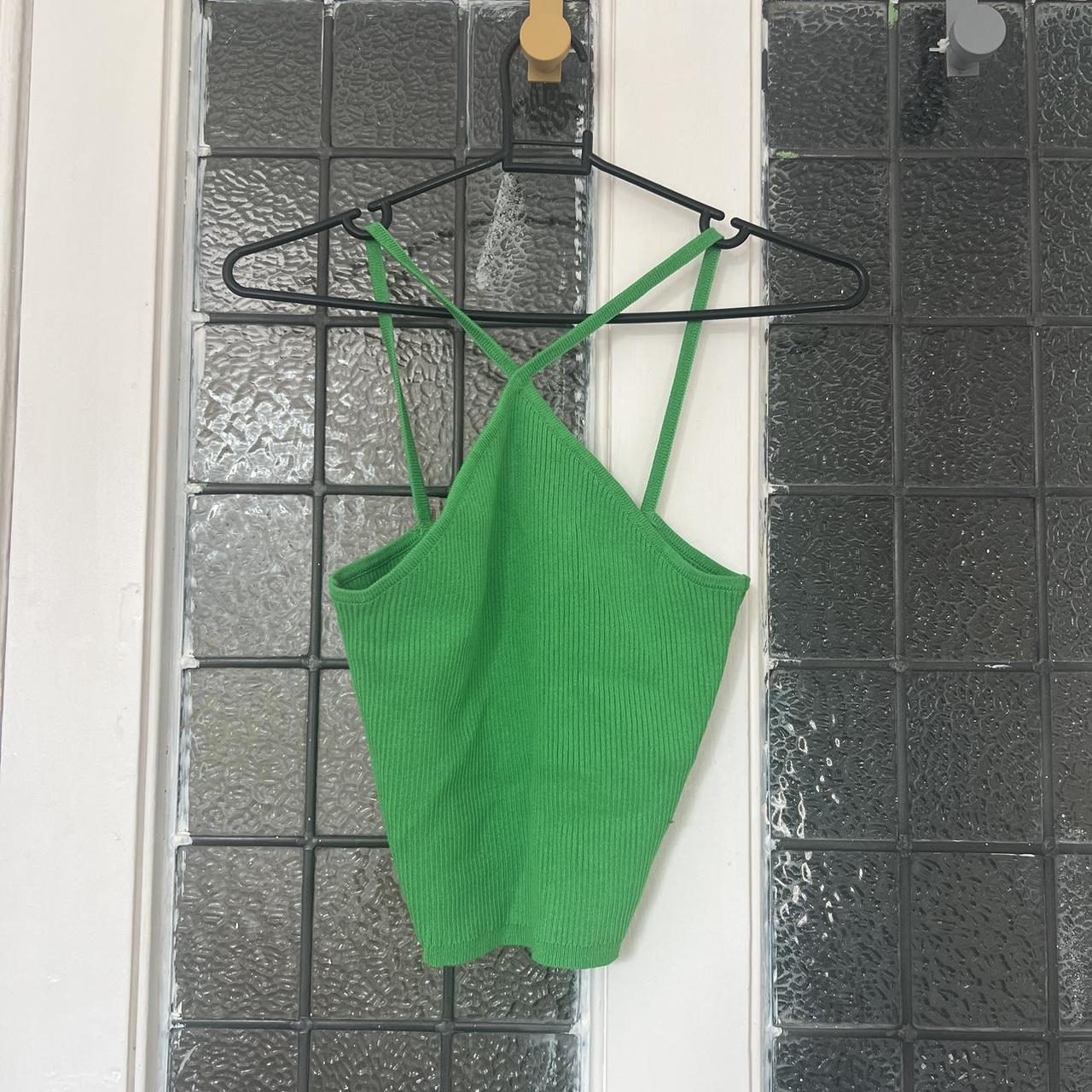 H&M Green Halter Neck Crop Top XS / Size... Depop