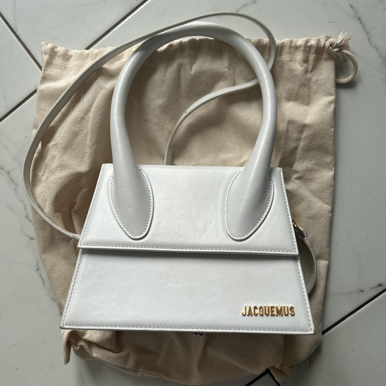 Jacquemus Women's White and Gold Bag | Depop