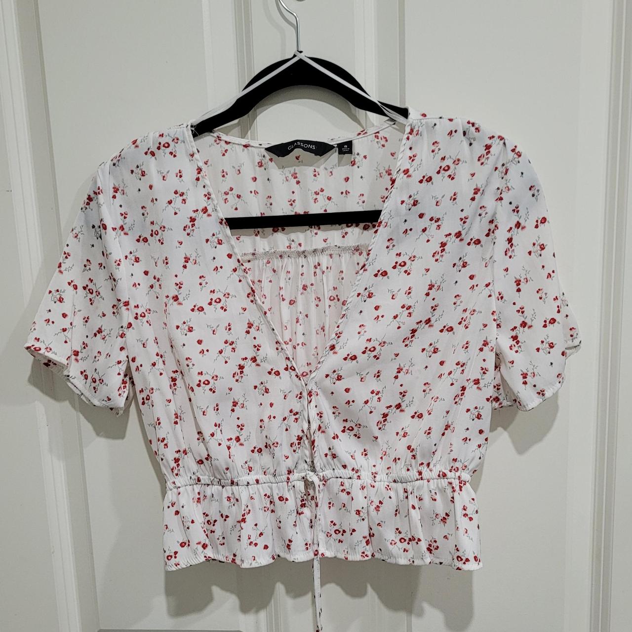 Floral Crop Blouse Brand Glassons Size 8 Clips Depop 6000