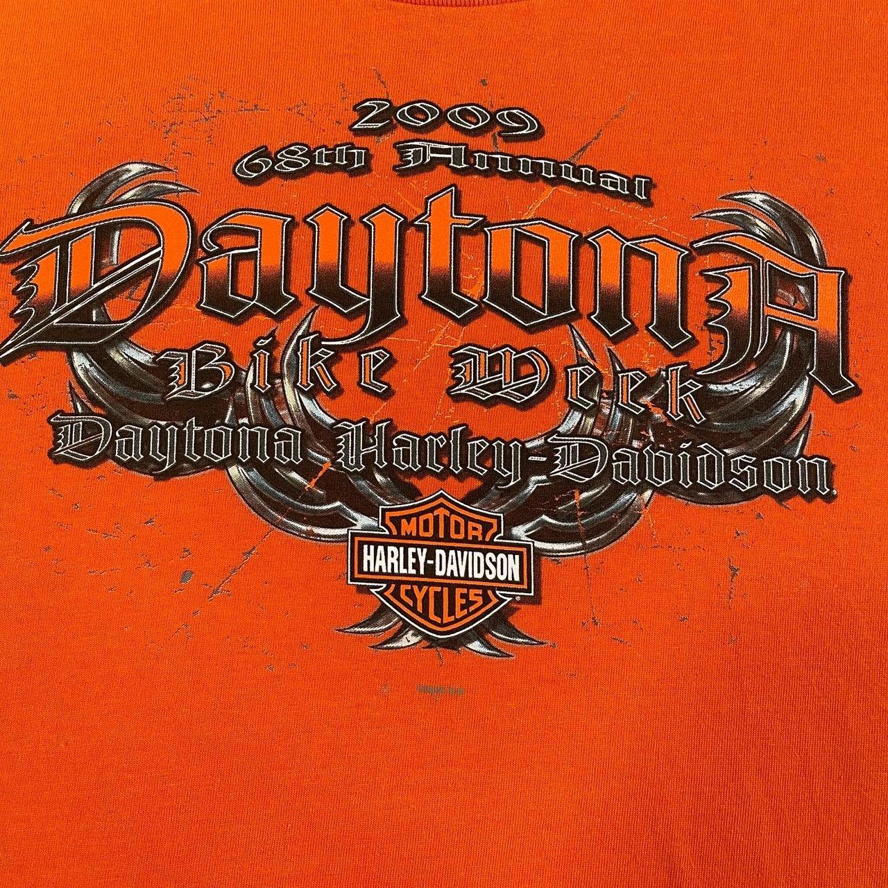 Harley Davidson Men's Orange Tshirt Depop