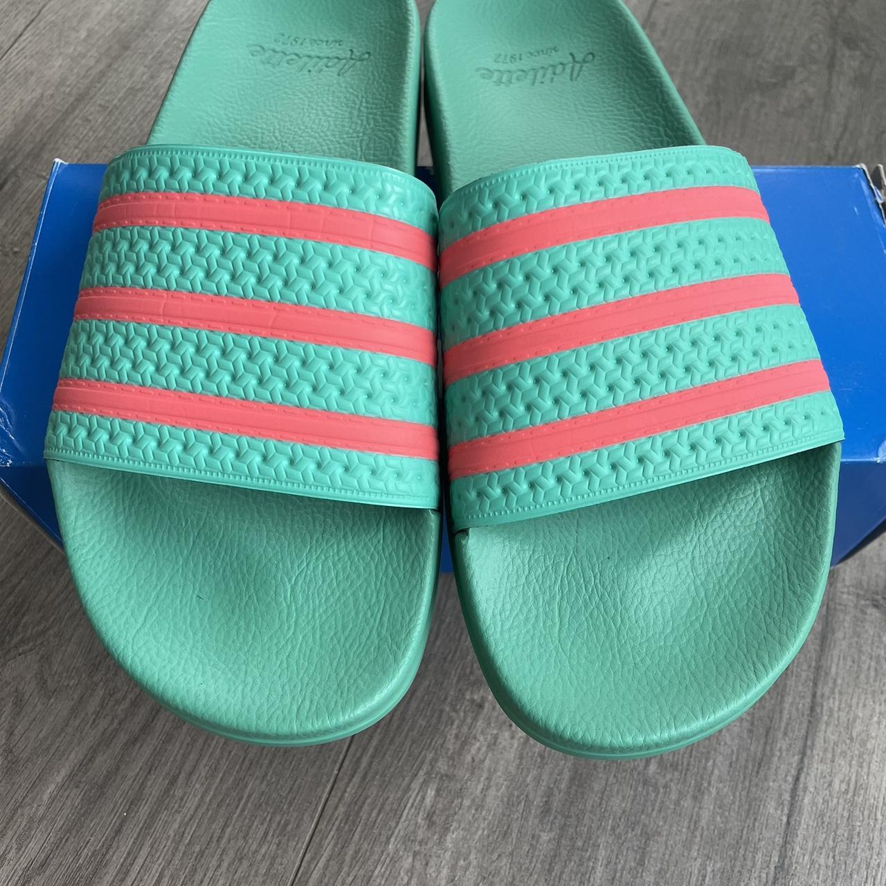 mens adidas slides green