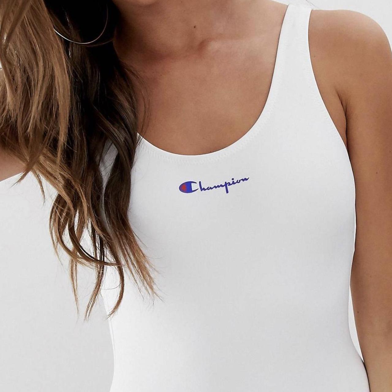 Champion One Piece Swimsuit Swimwear White XS Depop