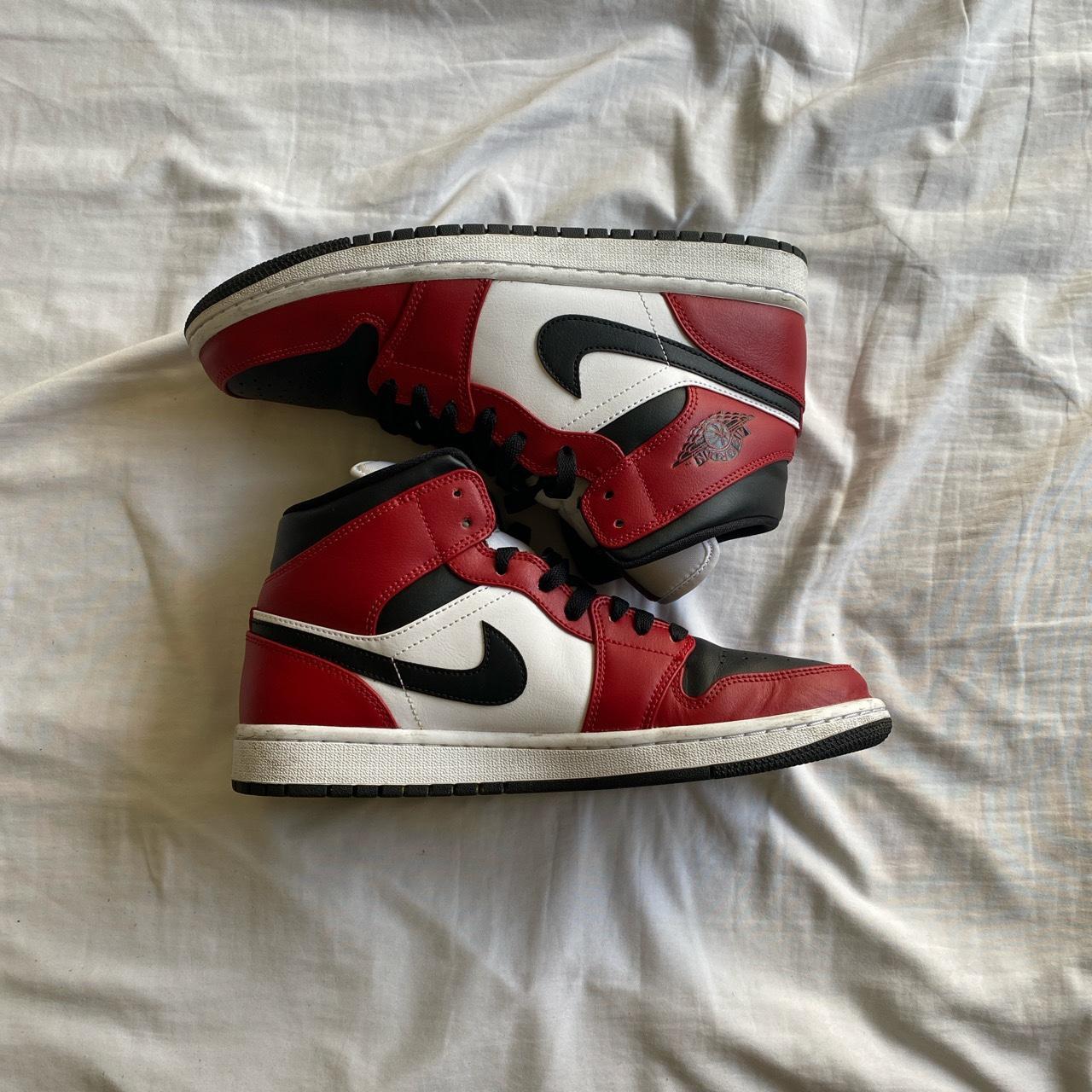 air jordan 1 mid chicago black sneakers 8 men's /... - Depop