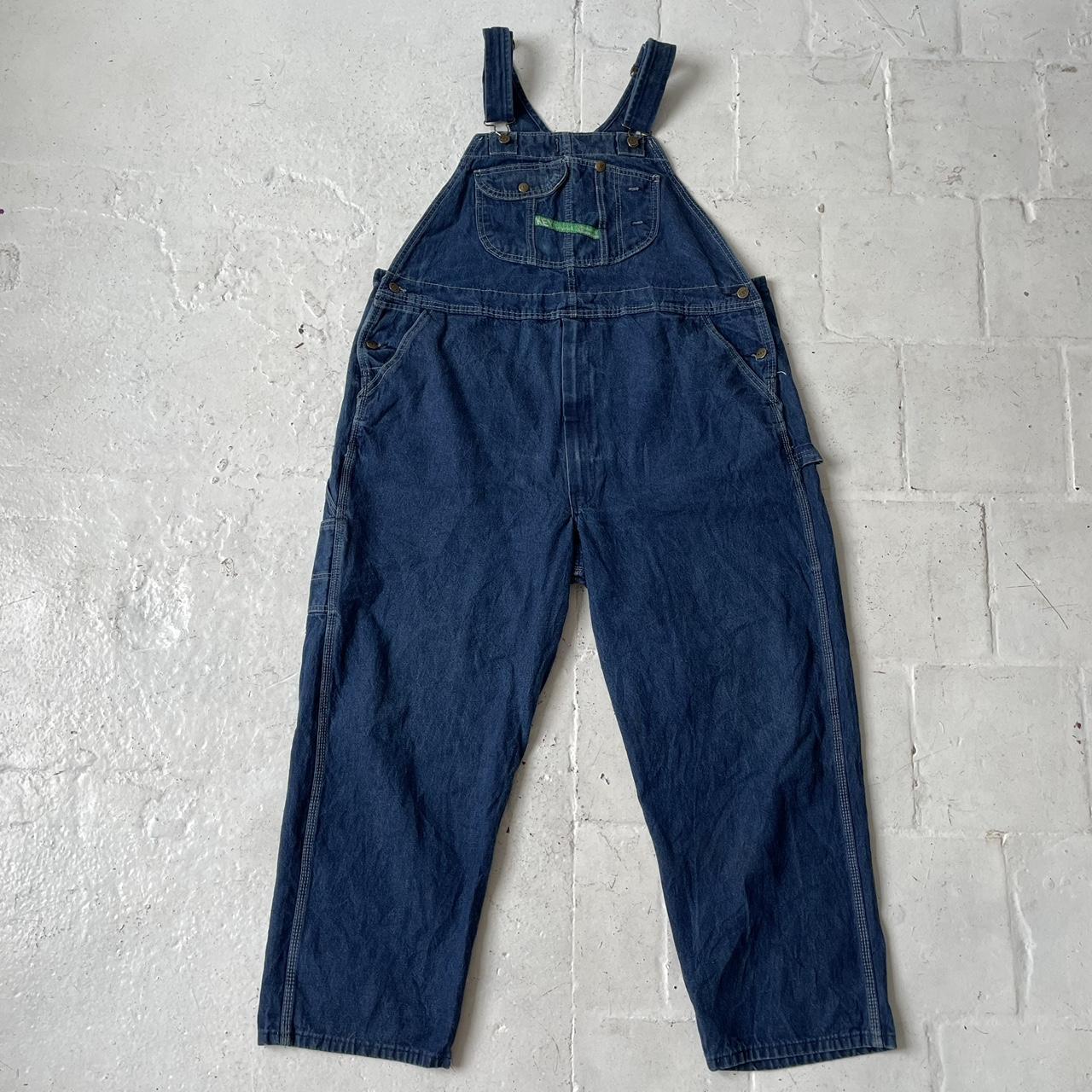 Vintage 90s Key workwear dungarees ☆ mid-wash... - Depop