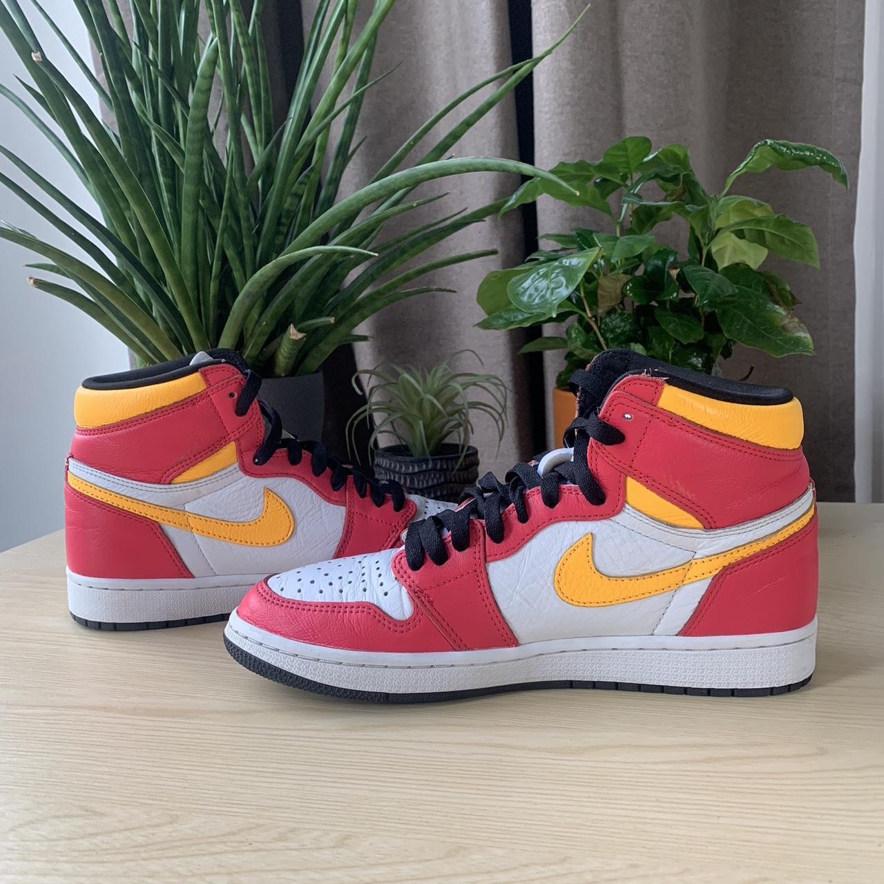 Jordan Men's Red and Yellow Trainers | Depop