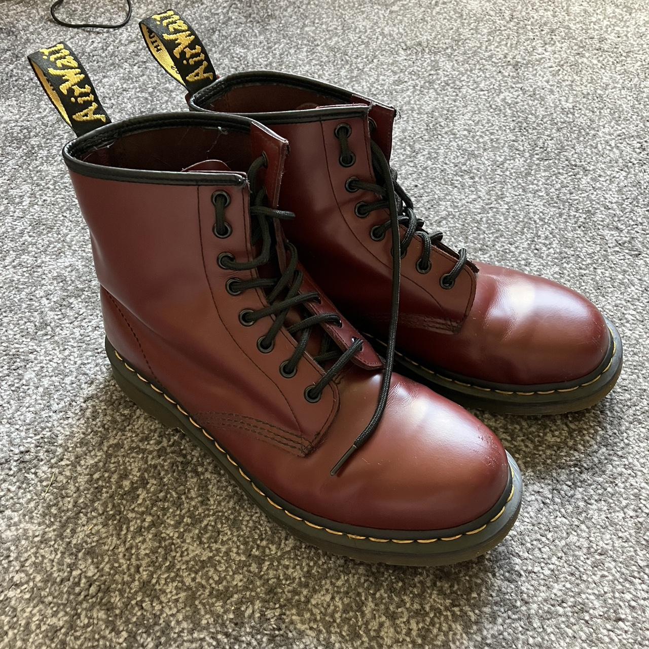 Dr. Martens Men's Burgundy Boots | Depop