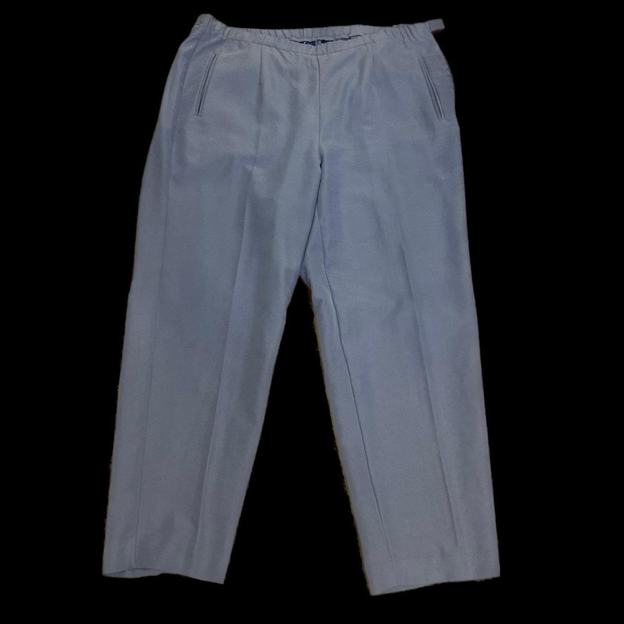 super soft baby blue slacks. slightly tapered at the... Depop