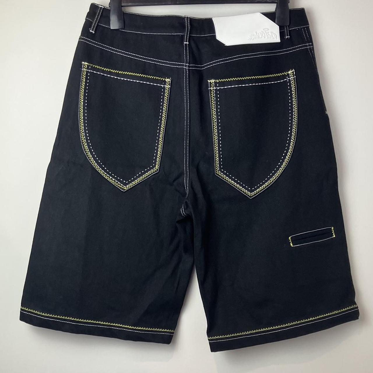 Minus Two Black and Yellow Denim Shorts Size on | Depop