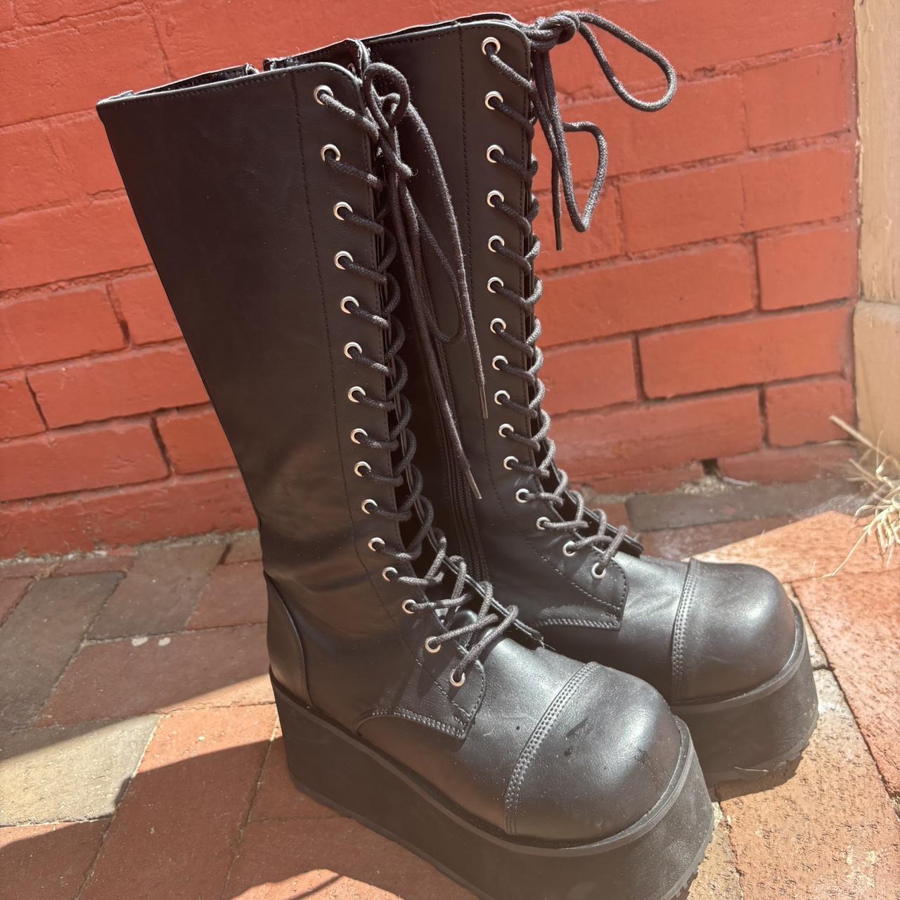 platform black boots lace up