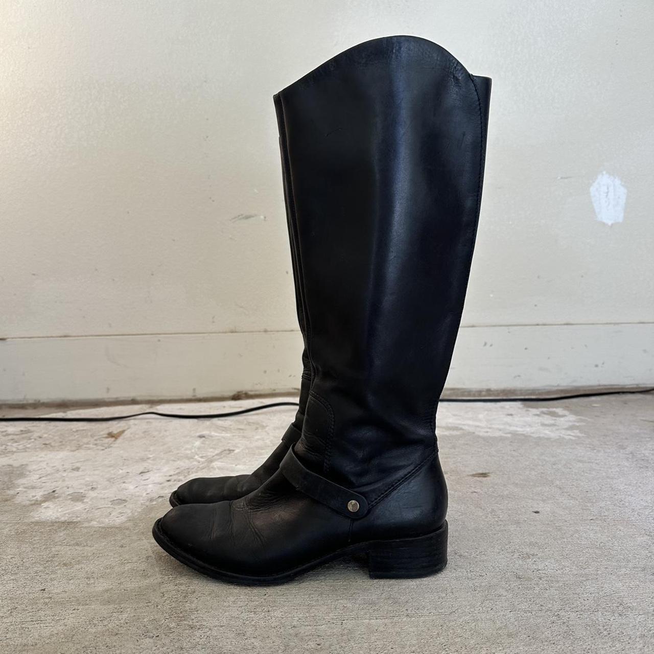 black genuine leather Via Spiga knee high riding... - Depop