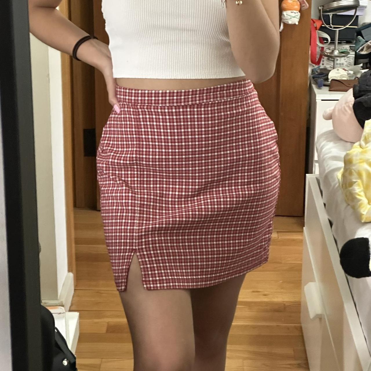 Hollister red plaid skirt best sale