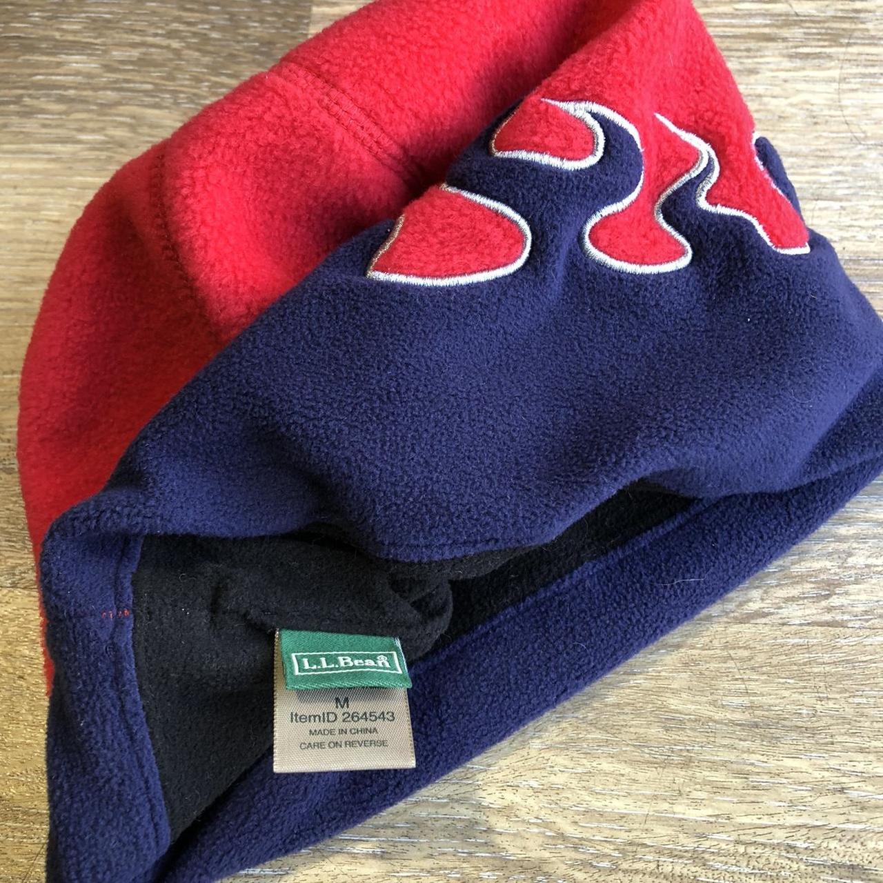 Red and Blue LL Bean embroidered flame beanie... - Depop