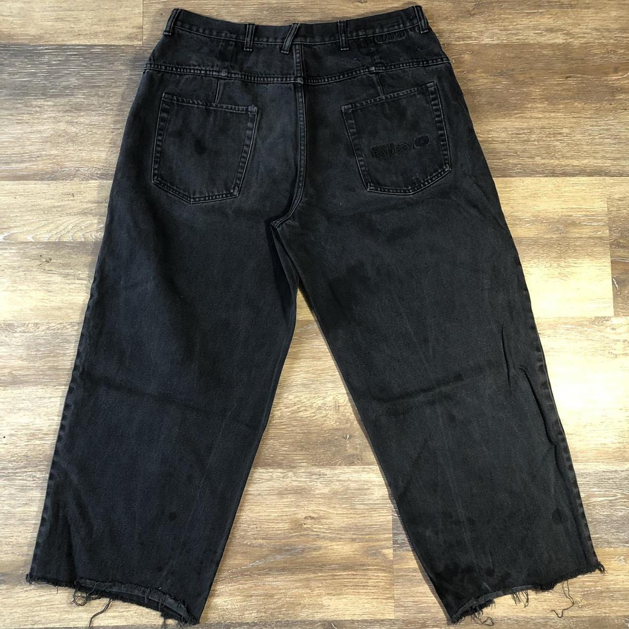 BadBoy Black Baggy jeans size 38x30 w cut bottoms... - Depop