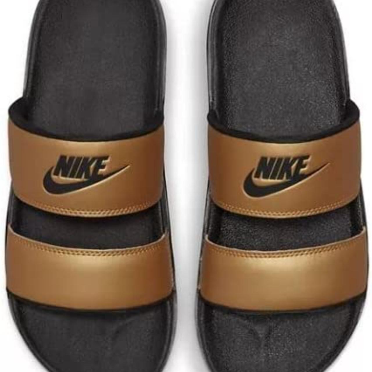 Black nike duo slides hot sale