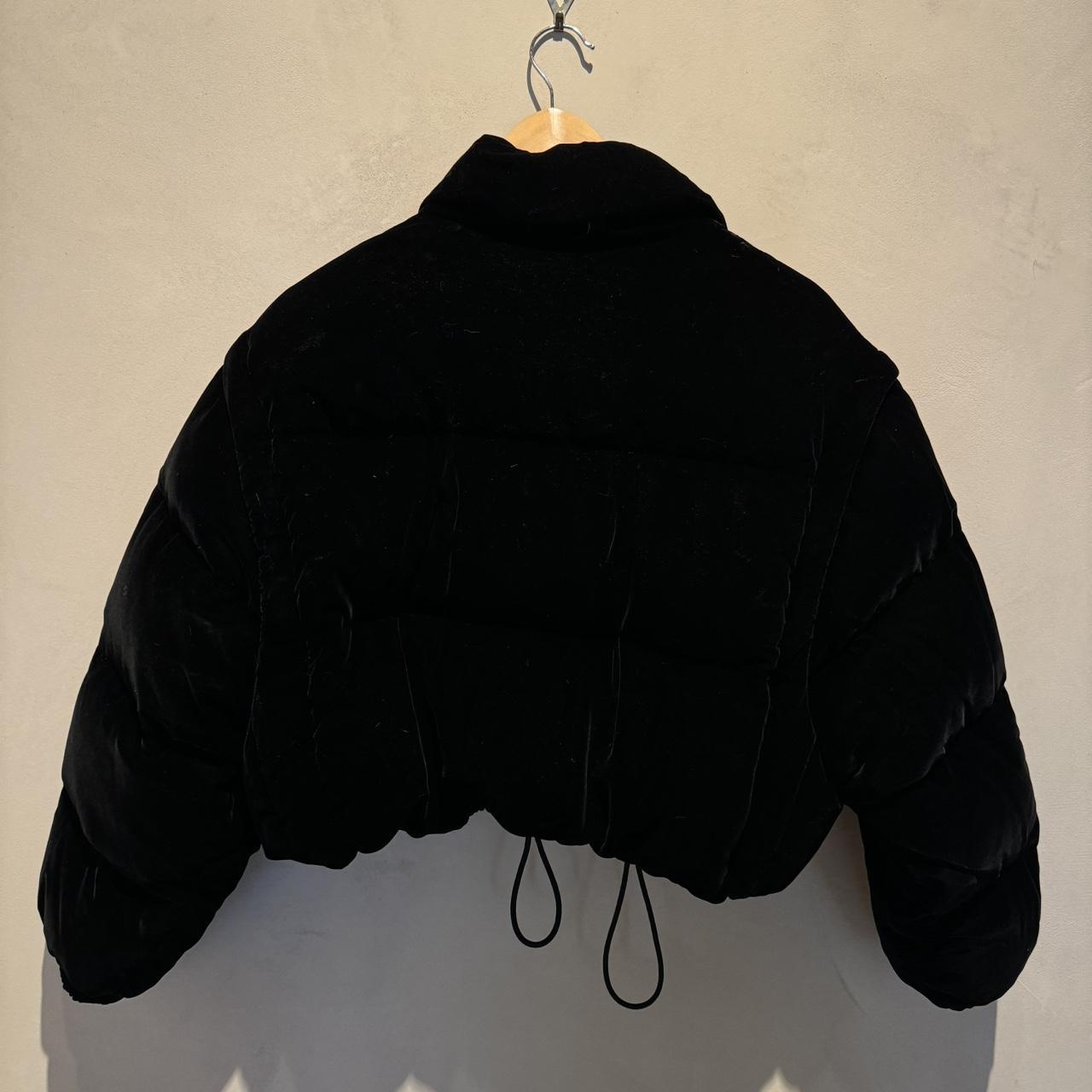 PRADA VELVET CROPPED PUFFER JACKET. SIZE 40. Black. | Depop