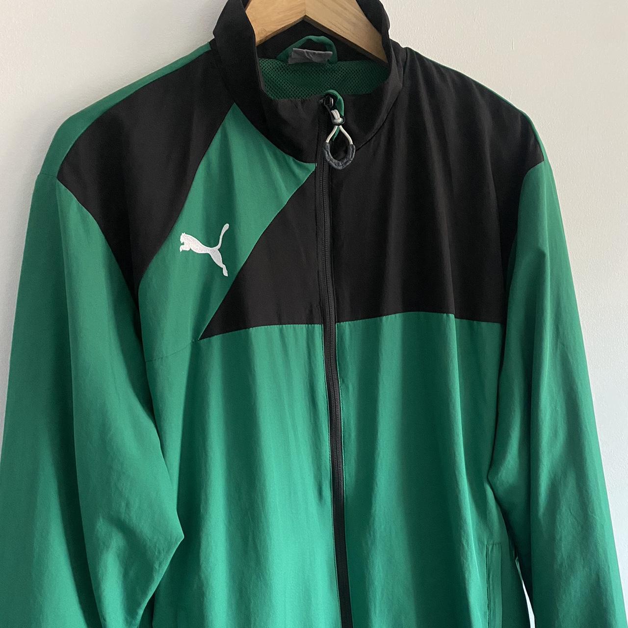 Puma Men's Green and Black Jacket | Depop