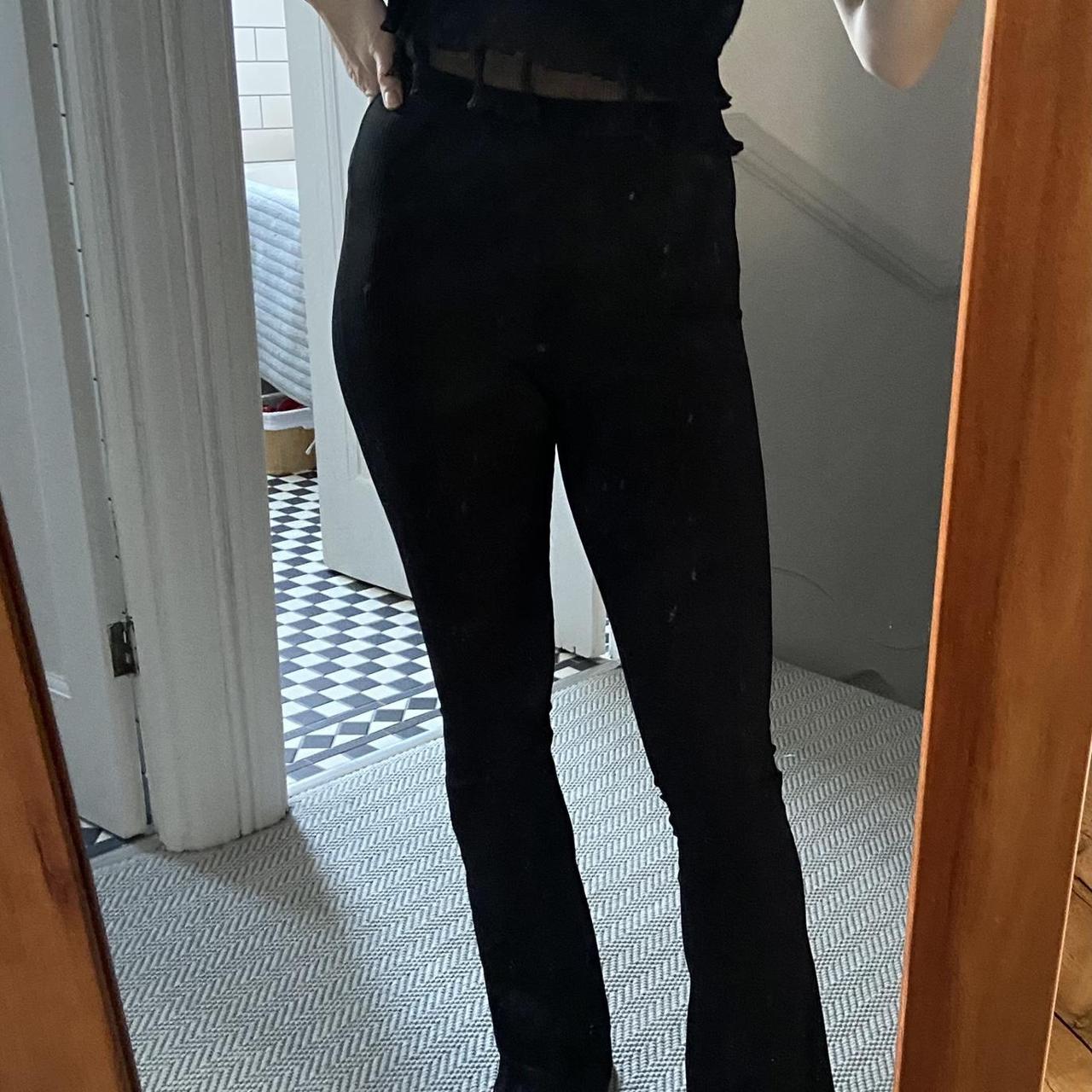 Black ribbed flare leggings Great pair of ribbed... - Depop