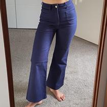 Rouje Swan Jeans Flare in navy blue, size 34, uk... - Depop