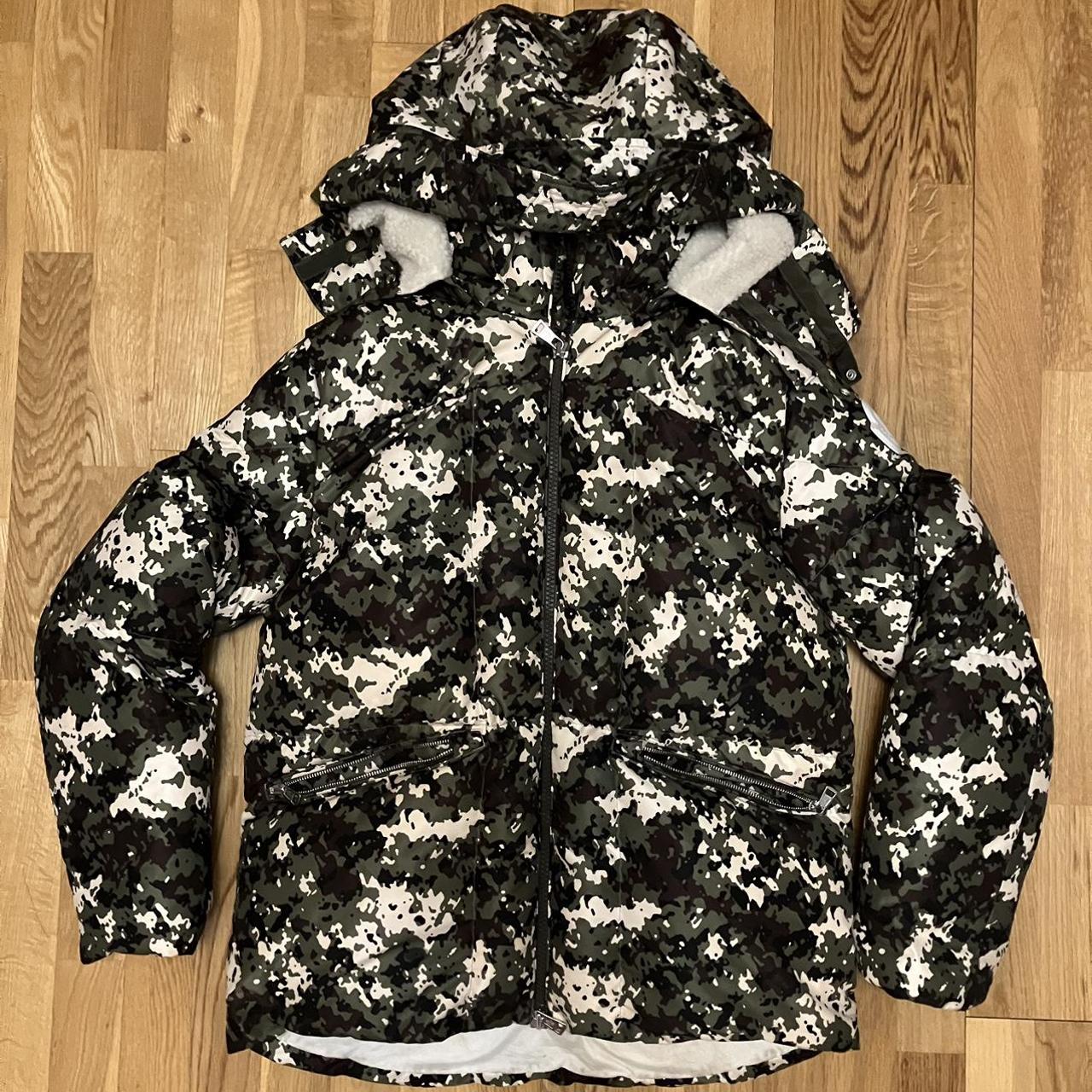 Moncler Blanc Camo Print Down Jacket Mens Size M TG2... - Depop