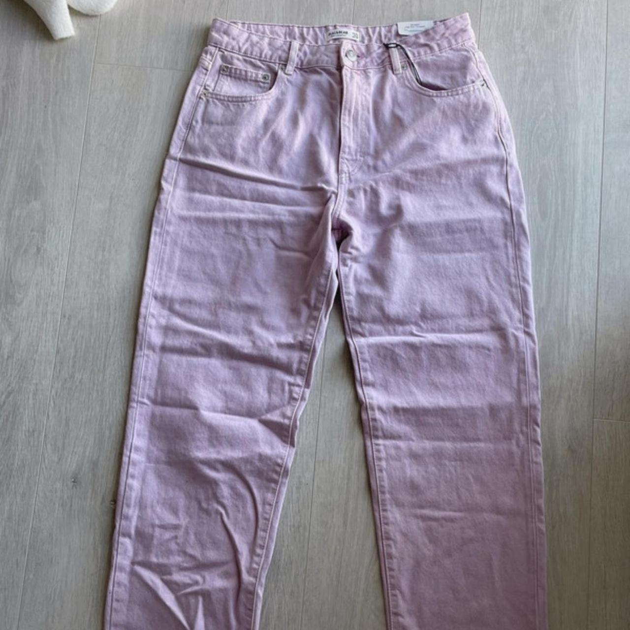 Pull and bear straight lilac denim jeans uk 12 Size... - Depop