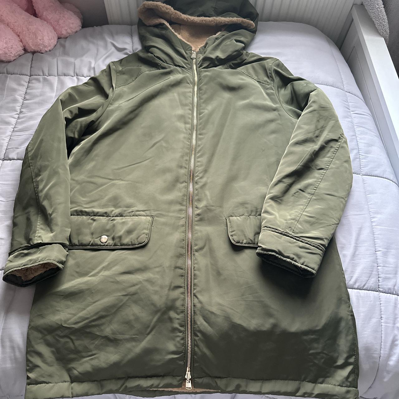 Primark khaki reversible coat Size medium Worn a