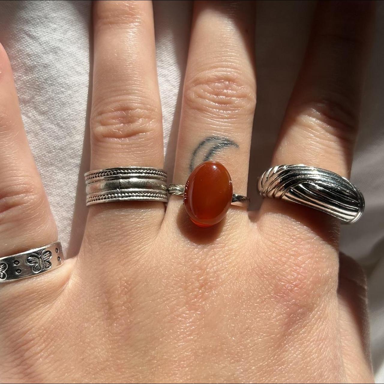 carnelian agate ring ⋆ adjustable - minimum size 7... - Depop