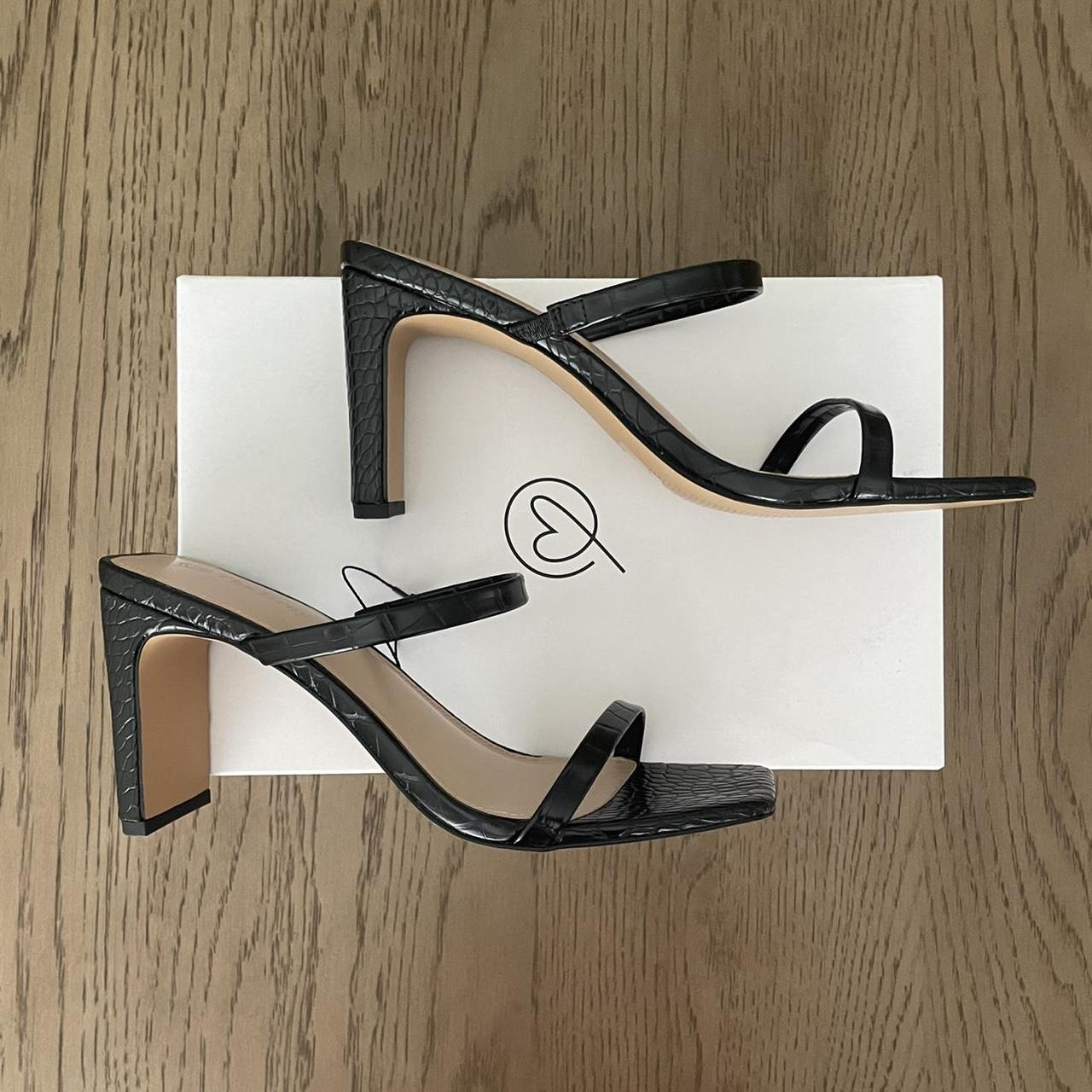 Strappy black heeled sandals from the drop. Depop