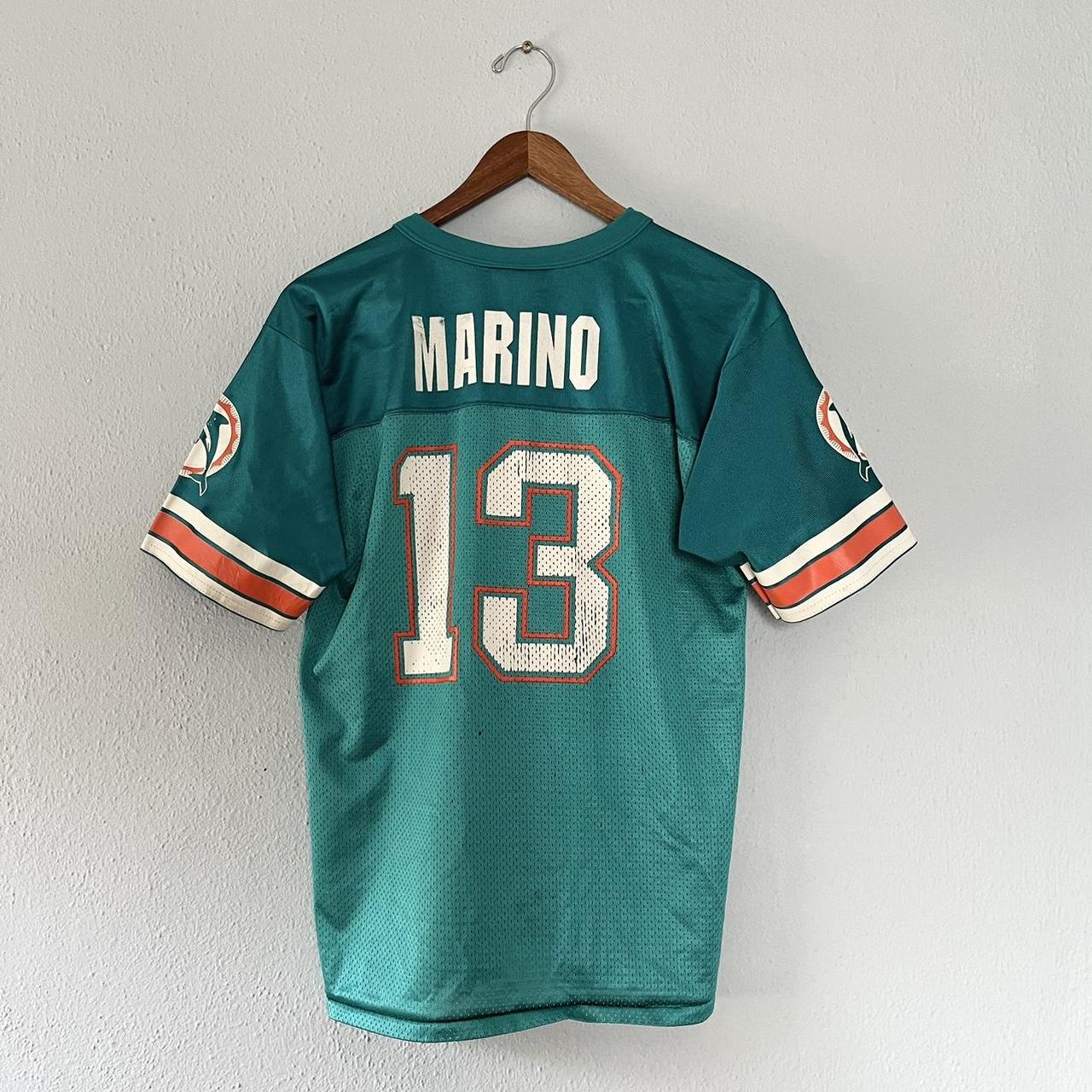 Vintage 90s Dan Marino #13 Miami Dolphins Graphic V - Depop