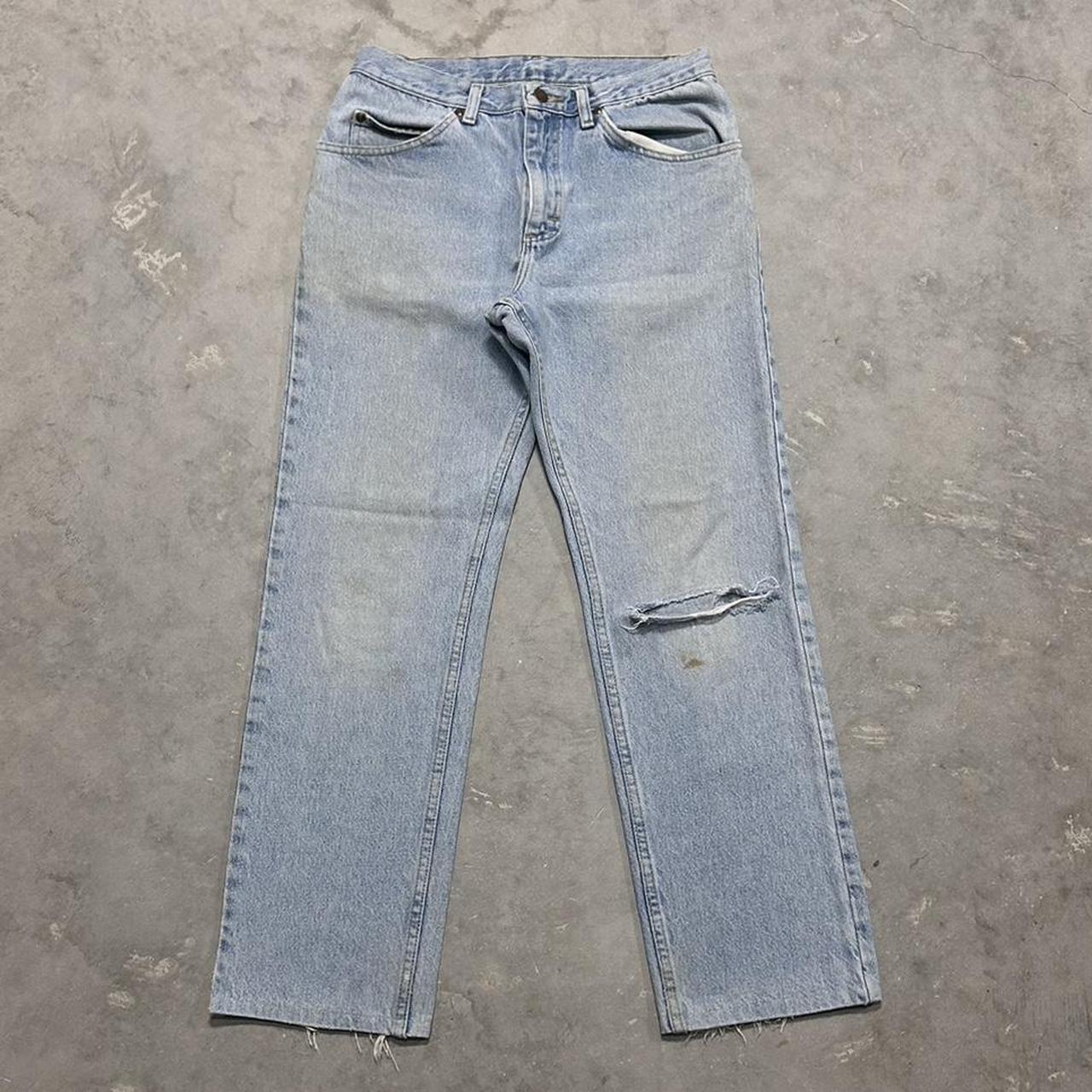 vintage lee jeans late 90s / early 2000s pair rip on... - Depop