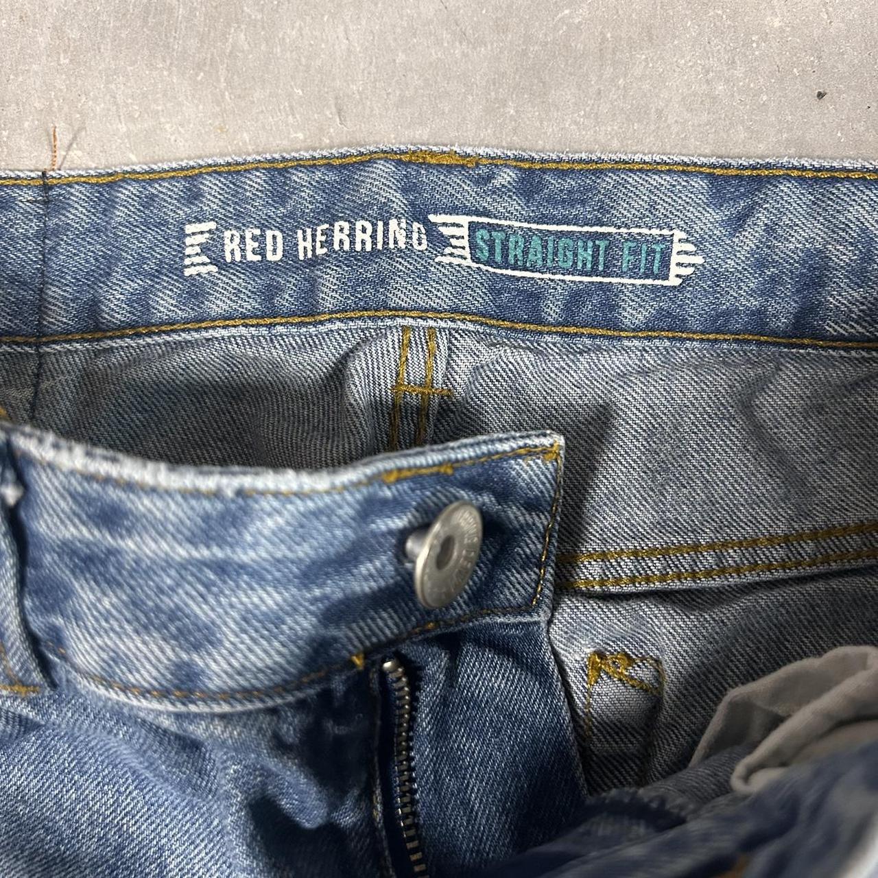 red herring repaired denim jeans nice... Depop