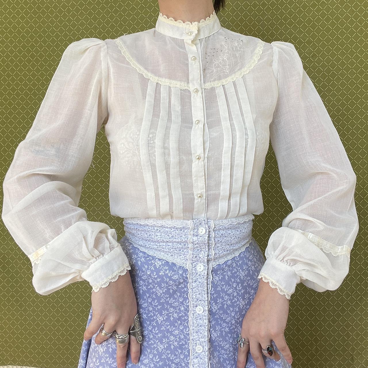 Vintage 70’s Cream Gunne Sax Blouse Size XS/S.... - Depop