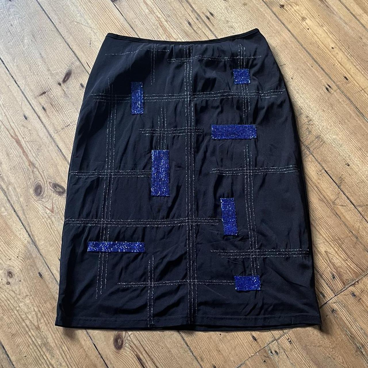 Slinky black beaded vintage Karen Millen skirt. Old... Depop