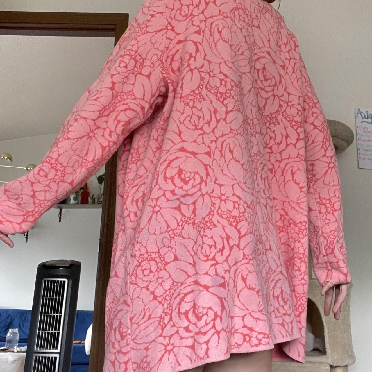 XXL pink floral cardigan. Thick, great quality. Depop