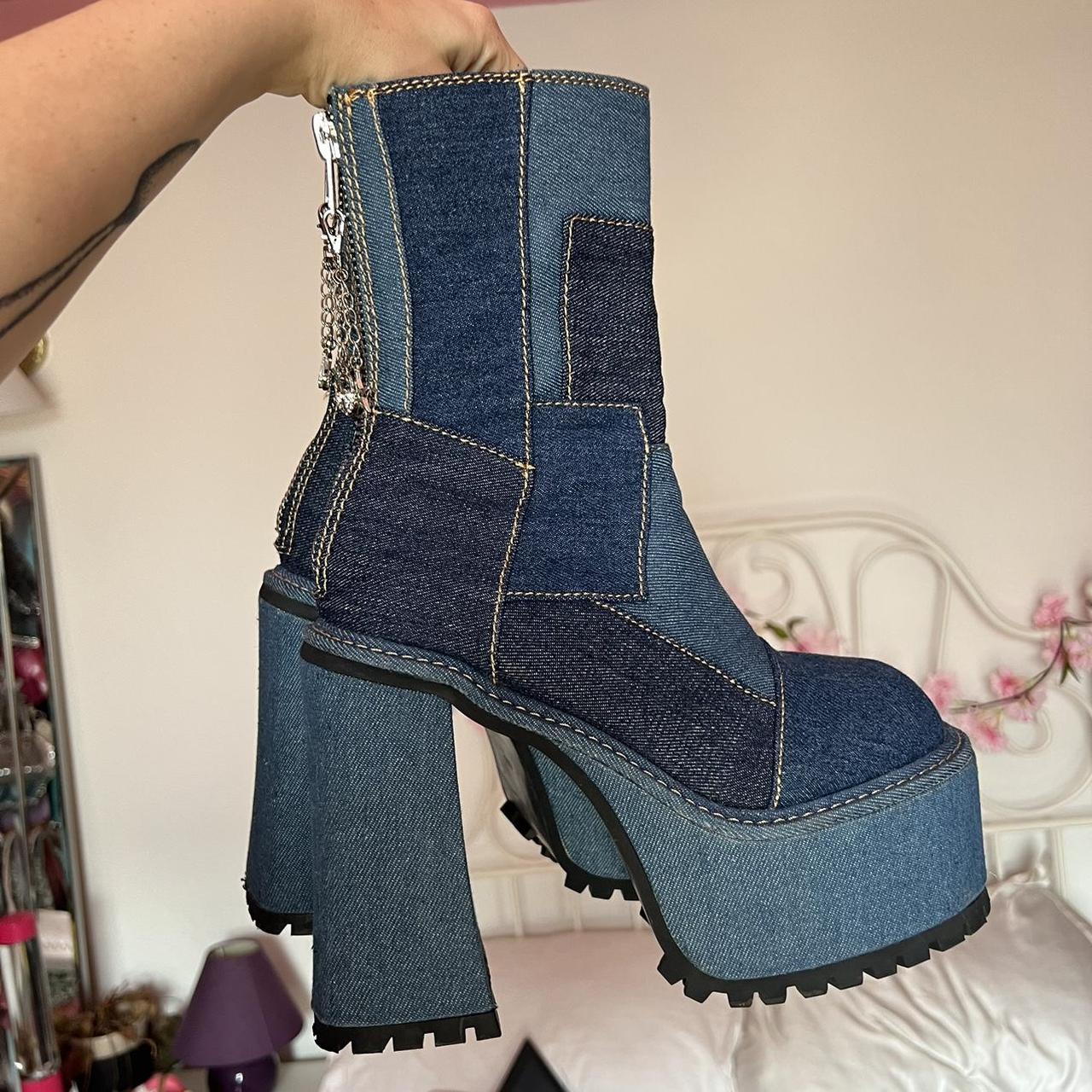 Patchwork denim Bratz platform boots. Originally... - Depop