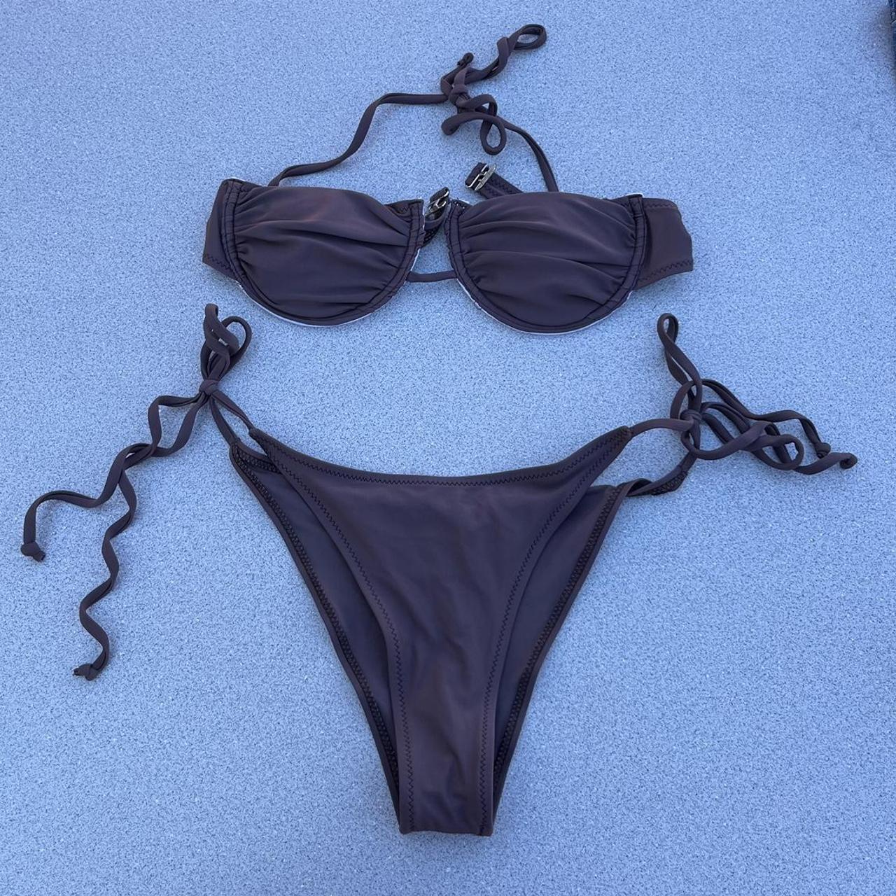 Brown swimsuit bikini skirt bottoms ITEM SPECS: * - Depop